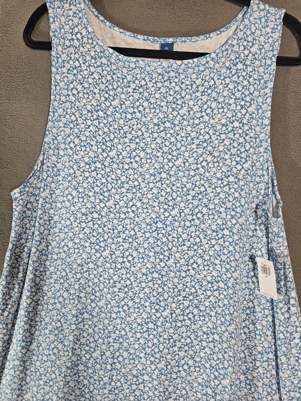 NWT Old Navy Womens XL Maxi Dress Sleeveless Stretch Blue Floral Cottagecore - Picture 2 of 9